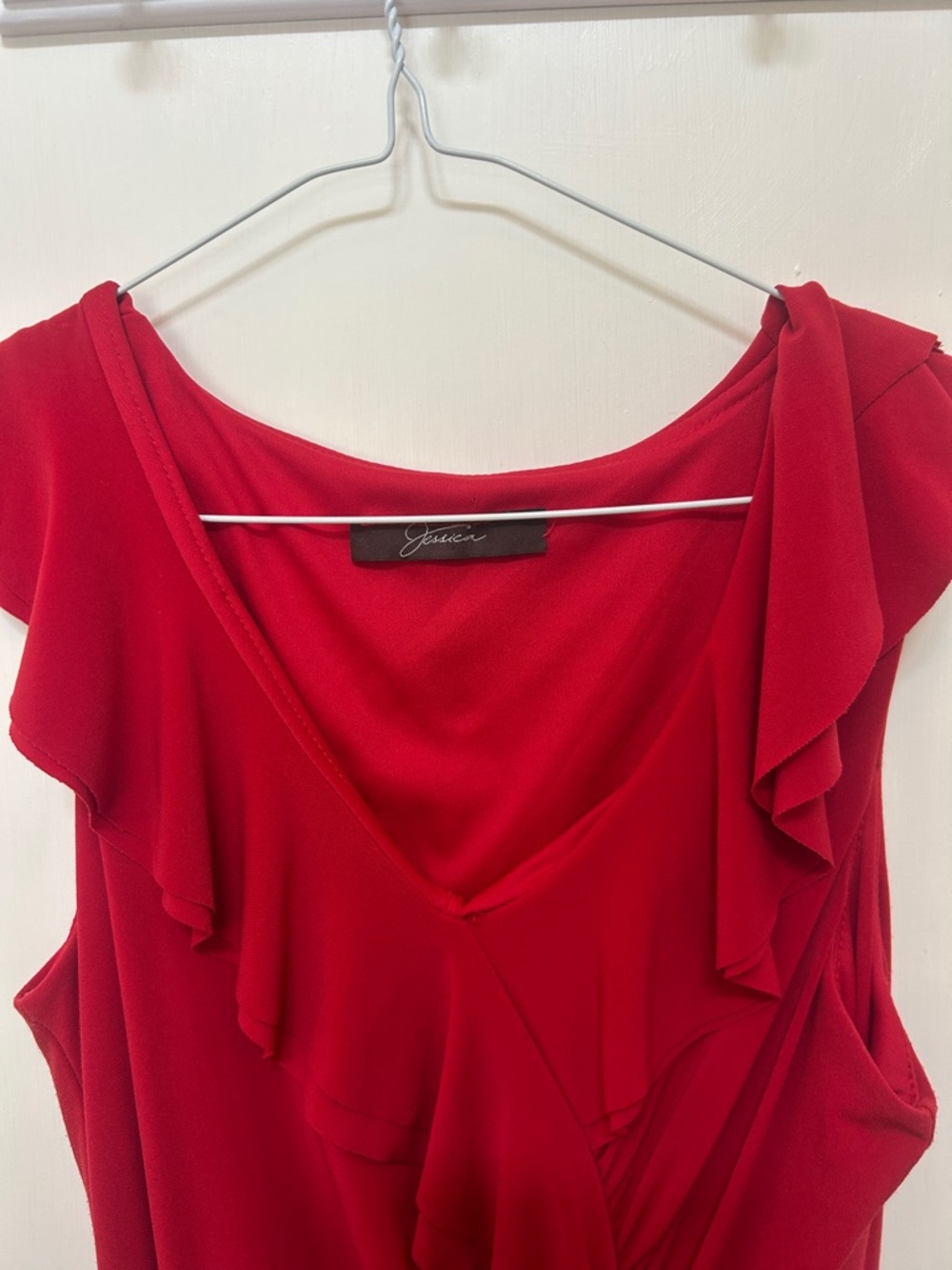 Jessica Red Ruffle-Front Midi Dress - Picture 3 of 3